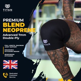 Titan Armour® Premium Knee Sleeves Weight Lifting | 7mm Double-Ply Neoprene | Knee Compression Sleeve for Support & Protection | Knee Support Sleeves for Powerlifting, Squats, Crossfit, Strongman |