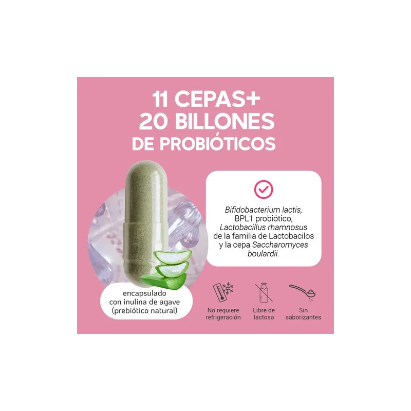 Megabiotic 11 Cepas 20 Billones De Probióticos 60 Cápsulas Sin
