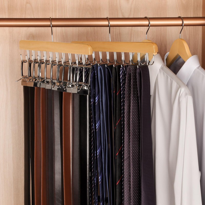 TOPIA HANGER 2 in 1 Belt Tie Hanger for Closet