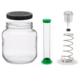 North Mountain Supply Vegetable Fermentation Kit - Half Gallon Jar, Vegetable Pounder, Spring Weight with Press, 2-Piece Airlock, and Grommeted Black Plastic Lid