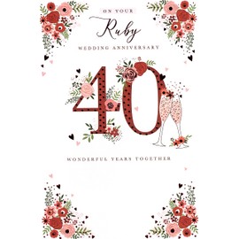 Ruby 40th Anniversary Card - We also have birthday cards/christmas cards/thank you cards/wholesale/multipack