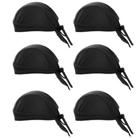 6 Pcs Do Rags Sweat Wicking Beanie Cooling Skull Caps for Men Women Helmet Liner Motorcycle Head Wrap Bandana for Sports Running Black
