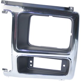 Front Left Driver & Right Passenger Pair Head Light Door Molding Insert Cover Grille Trim Set of 2 Replacement For 1980-1986 Ford Bronco Silver Chrome Black FO2512148 FO2513148 EOTZ13064M EOTZ13064L