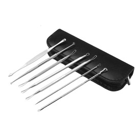 Blackhead Remover Tool 7Pcs Pimple Popping kit, Comedone Extractor Acne Removal Kit for Blemish, Whitehead Popping, Zit Removing for Nose Face with Leather Case (Cover - Black)