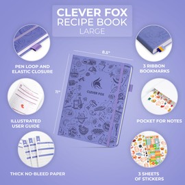 Clever Fox Recipe Book – Make Your Own Family Cookbook – Blank Recipe Notebook Organizer – Empty Cooking Journal to Write In Recipes – Large Size, 8.5”x11.2”, Hardcover, Lavender