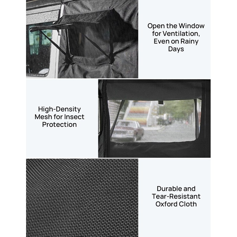 JOYTUTUS Rear Wrangler Side Window Sun Shade Rain Cover Camping