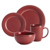 Rachael Ray Cucina Dinnerware 16-Piece Stoneware Dinnerware Set, Cranberry Red