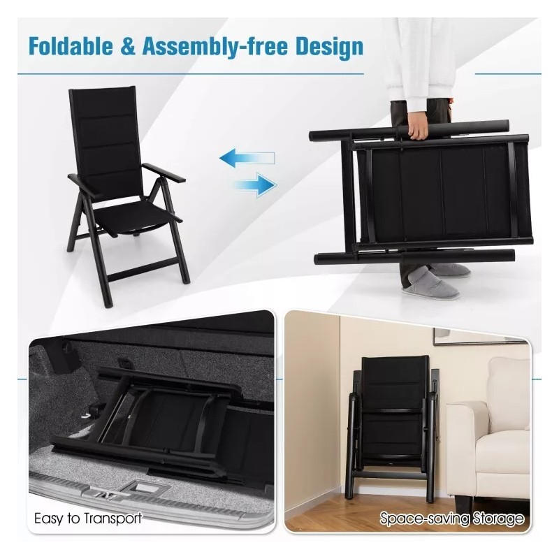 Costway Patio Outdoor Dining Chair High Back Armchair w/7 Position