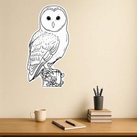 Azeeda 'Perched Barn Owl' White Premium Vinyl Decal Sticker – Waterproof, Durable & Easy to Apply - Ideal for Car Bumpers, Windows, Bins and More (DW00166760)