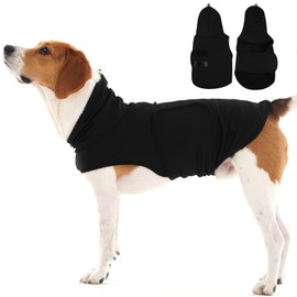 Large Anxiety Relief Vest for Medium Dogs,Soft Separation Calming Shirt with Ear Wraps Adjustable for Beagles,Security in Fireworks & Thunderstorms,Bad Weather,Black,L