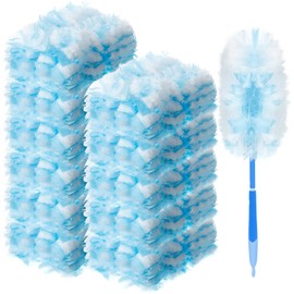 Vesici 400 Pcs Duster Refills Compatible with Swiffer Dusters Bulk Disposable Replacement Thickened with 1 Handle Heavy Duty for Cleaning, Office (Blue)