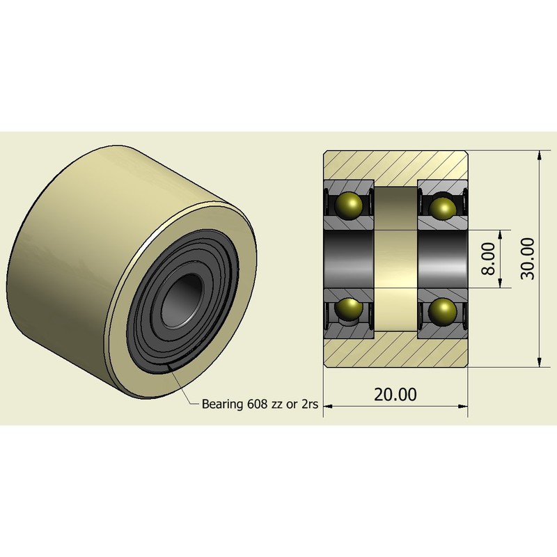 Smart Machines 4 x Nylon Polyamide Wheels 30mm Diameter 20mm