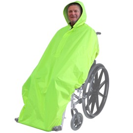 Anyoo Waterproof Wheelchair Poncho Cover Lightweight Rain Poncho Cape Shield with Elastics Provide Dry Protection for Wheelchairs, Green Yellow, One Size