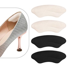 Heel Pads Women Shoe Cushion: Inserts into Back Heel Foot Protector for High Heel Boot Insoles Prevent Too Big Shoe from Slipping Liner Grips for Comfortable Support (4 Pairs)（Black + Khaki）