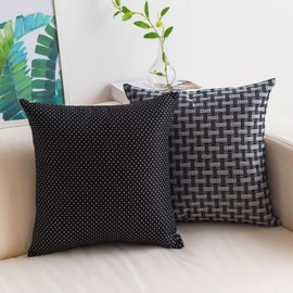 Home Brilliant Black and White Cushion Covers Cushion Protectors, Home Decoration Scatter Cushions for Sofa Bed, 60x60 Cushion Cover, Pack of 2, 60 cm, Black/White