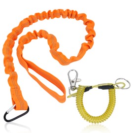 Adefol Bungee Chainsaw Strap, Chainsaw Lanyard with Carabiner, Heavy-Duty Built-in Bungee Cord with Ring Enhanced Length for Greater Flexibility, Orange