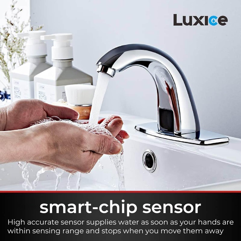 Luxice Touchless Bathroom Sink Faucet - Automatic Motion Sensor Battery