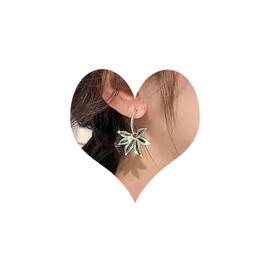 Cybche Vintage Emerald Maple Leaf Earrings Green Pot Leaf Earrings Green Leaf Crystal Earrings Gold CZ Leaf Drop Earrings Emerald Rhinestone Leaf Stud Earrings Jewellery For Women, Zinc, No Gemstone