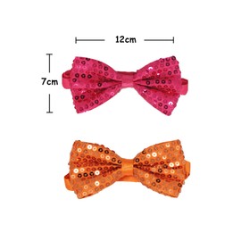 CHENGZI Plain Sequin Bow Tie Reflective Bow Tie Party Accessories Beads Inlay Accessories Performance Bow Tie, Orange and rose red