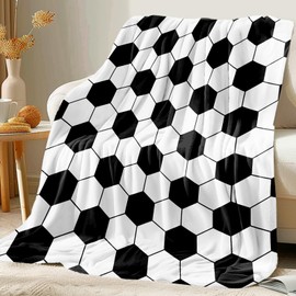 KING DARE Soccer Blanket, Soccer Gifts for Boys Girls 6-8-12, Unique Soccer Stuff Gifts for Soccer Lover, Soft Fleece Soccer Throw Blankets for Kids 50x60 Inch