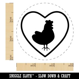 Chicken in Heart Rubber Stamp for Stamping Crafting Planners - 3/4 Inch Small