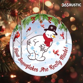 Snowflakes Ornament - Snowman Christmas Tree Hangings - Ceramic Ornament Xmas Tree Decor - Funny Christmas Ornament Gifts - 2 Side Printed Ornaments