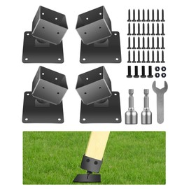 Tofcbye 3.6"x3.6" Adjustable Swing Brackets, Leveling Blocks for Swing Set, Protects Wood Legs, Enhances Stability, Suitable for Outdoor Swing Construction, Wooden Leg Leveling, 4PCS, Black