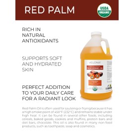 velona USDA Certified Organic Red Palm Oil 1 Gallon / 128 Fl Oz | Food and Cosmetic Grade | in jar | Extra Virgin, Cold Pressed | Skin, Face, Body, Hair Care | Use Today - Enjoy Results