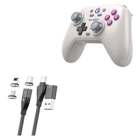 BoxWave Cable Compatible with GameSir Nova HD Rumble - MagnetoSnap PD AllCharge Cable (100W), Magnet Charging Braided USB Type-C Micro - Jet Black