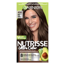 Garnier Nutrisse Ultra Color, Permanent Hair Dye, Vibrant Long-Lasting Colour, Vegan Formula, Nourished Hair, Protects Hair Against Dryness, 430 Dark Golden Brown, 1 Application, Packaging May Vary