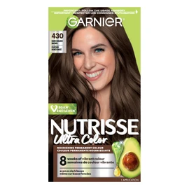 Garnier Nutrisse Ultra Color, Permanent Hair Dye, Vibrant Long-Lasting Colour, Vegan Formula, Nourished Hair, Protects Hair Against Dryness, 430 Dark Golden Brown, 1 Application, Packaging May Vary