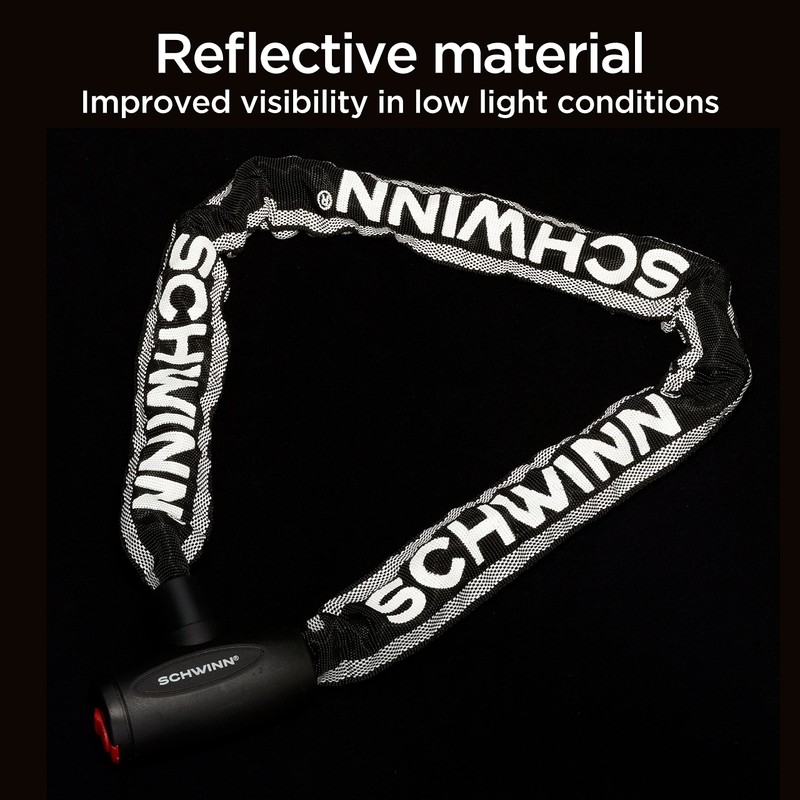 Schwinn Reflective Chain Key Lock for Bike, 3 feet x