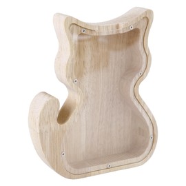 Felimoa Wooden Coin Bank Cat Shaped Large Capacity Visible Clear Acrylic Flipping Resistant Heavy Duty
