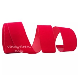 2.5" X 50' Red Velvet Wired Ribbon Christmas Holiday for Bows, Wreaths