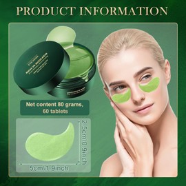 LETTERASHQP Augenpads 60pcs Eye Pads Gegen Augenringe, Augenmaske mit Kollagen und Hyaluronsäure, Avocado Essenz Eye Patch Hydrogel, Feuchtigkeit Spendende Augenmaske für Augenringe und Schwellungen