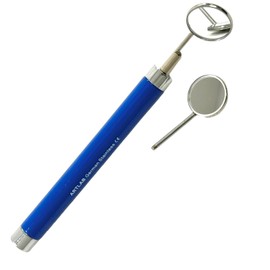 Dental Mouth Mirror Handle with LED Illumination & Mirror Head #4 + #5 - Anti-Fog, Teeth Inspection, Dental Oral Care Examination Tool Colored Handle (Blue)