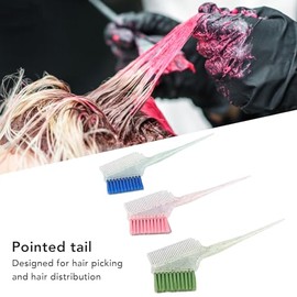 3 Brochas de Tinte para el Cabello de Doble Cara, Peine Aplicador de Cepillo para Resaltar el Cabello de Nailon con Mango Brillante