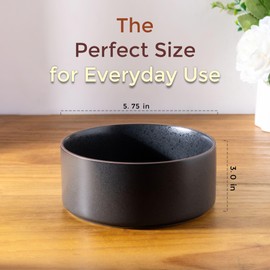 LERATIO Ceramic Bowls Set of 6,24OZ Stackable Bowls for Kitchen, Cereal/Salad/Pasta, Soup/Dessert etc, Oven & Dishwasher & Microwave Safe,Scratch Resistant-Ashen