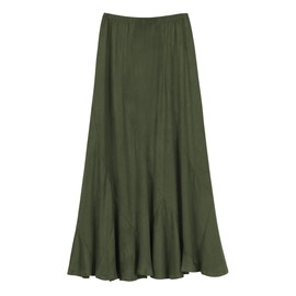 Urban CoCo Women's Vintage Elastic Waist A-Line Long Midi Skirt (2XL, Army Green)