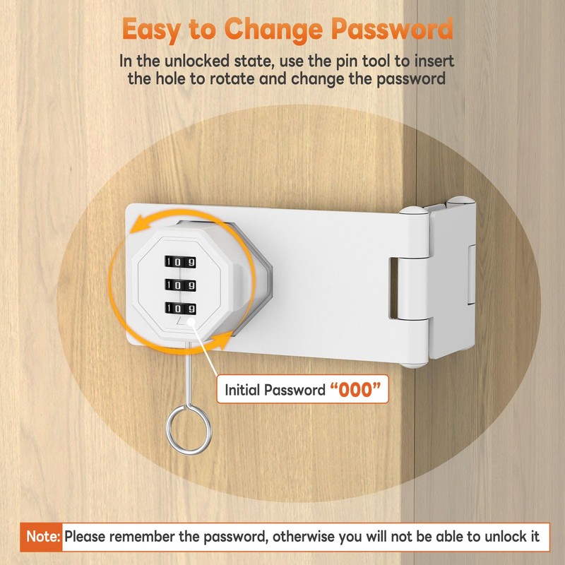 BiceNoning 90 Degree 3-Digit Combination Cabinet Lock, Zinc Alloy Keyless