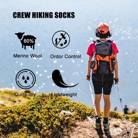 WANDER Merino Wool Socks Men 3 Pairs Cushioned Calf Boot Socks Moisturing Wicking Everyday Thermal Crew Socks