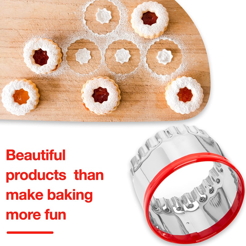 Large Biscuit Cutter 5", Fluted Round Cookie Cutter for Baking,