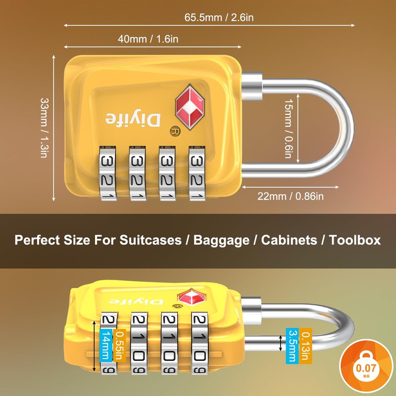 TSA Luggage Locks, [Updated Version] [3 Packs] Diyife 4-Digit Security