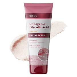 Envy Exfoliante facial con colágeno y ácido glicólico, antienvejecimiento, suavizante y mejora las manchas oscuras, exfoliante suave, probado por derm