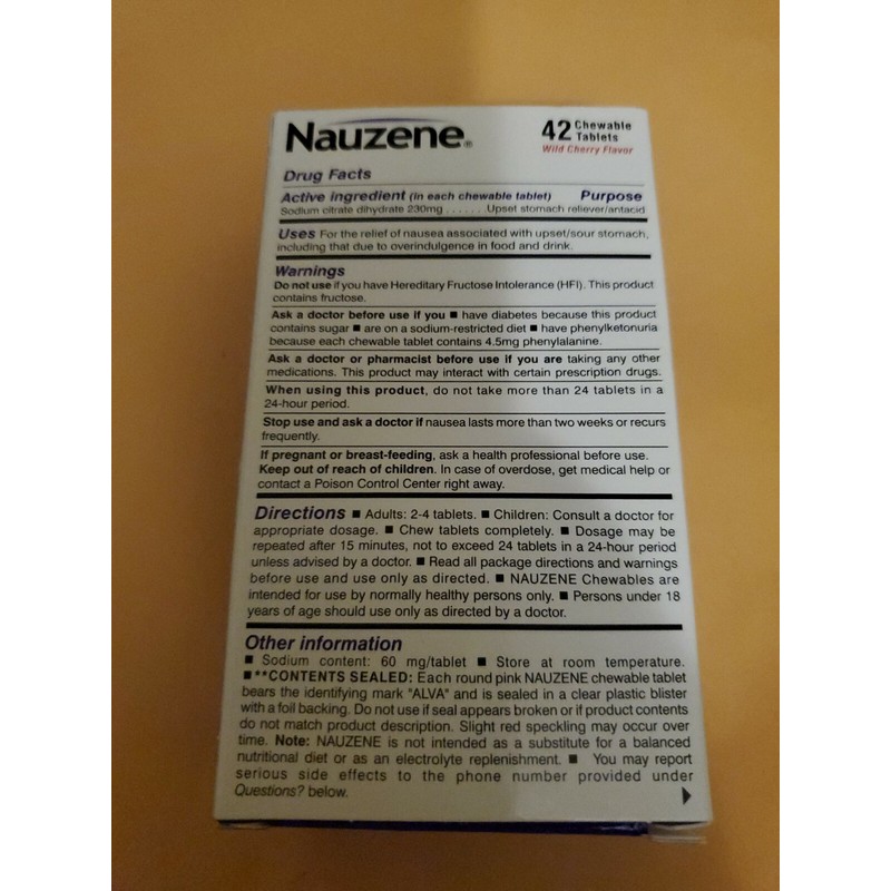 Nauzene (1) Nauzene Upset Stomach And Nausea 42 Tablets Wild