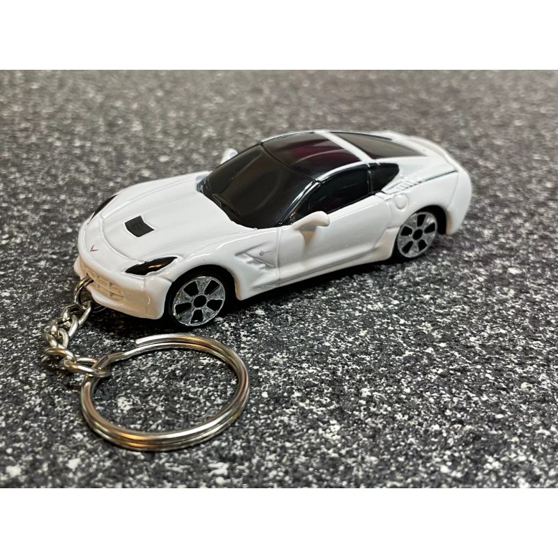 Unbranded C7 Corvette White Keychain Hot Wheels Matchbox