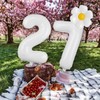 YFHVJTKO 40 Inch White Number 7 Daisy Balloons Set，Happy 7th