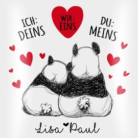 Cushion 40 x 40 cm Decorative Cushion – Partner Ideas – Panda Declaration of Love Valentine's Day Gifts with Name Gift Idea Couple Christmas Gift for Him and Her – 40 x 40 cm – White – Gifts