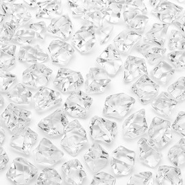 PMLAND Clear Fake Ice Rocks - 550 Pcs Large Acrylic Gems Crushed Plastic Diamonds (3 Lbs /2.25 Quarts Bulk) Vase Filler for Centerpiece Wedding Theme Decor Aquarium Party Holiday Table Scatter