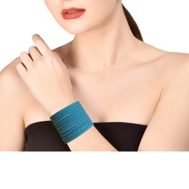 Touchstone Bangle Collection Exclusive Glaze Hot Designer Jewellery Special Bangle Bracelets for Women - Set of 2, Alloy, Tiffany Blue